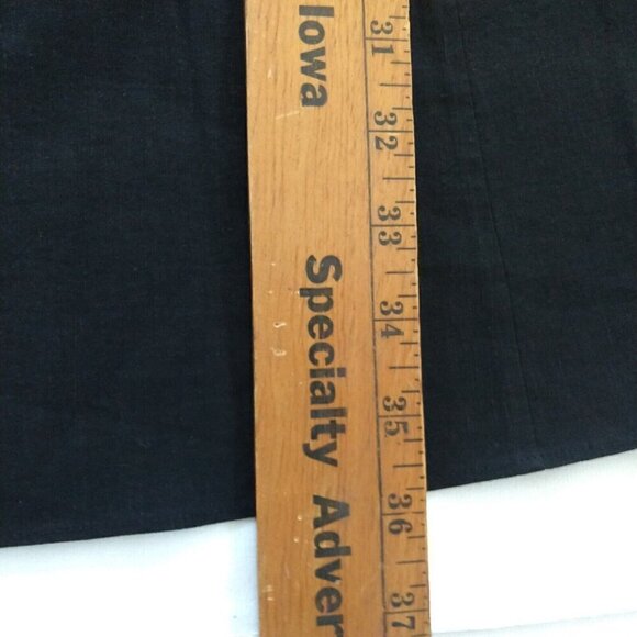 Theory Drape Back Dress Size 10 Black Linen Blend Stretch Sleeveless Fit & Flare - Picture 13 of 14